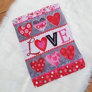 LOVE collage suede garden flag. NWT